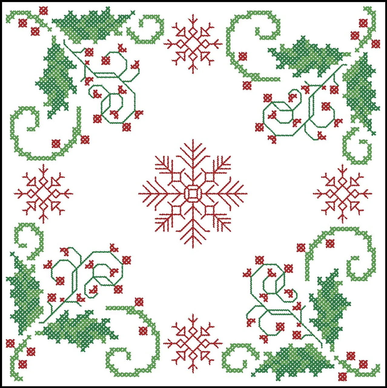 Herrschners Winter Holly Quilt Block Stamped Cross-Stitch 3 Herrschners Winter Holly Quilt Block Stamped Cross-Stitch