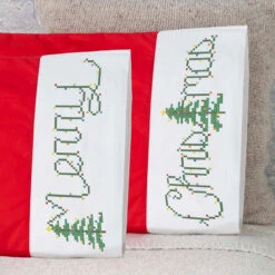 Herrschners Merry Light Bulbs Pillowcase Pair Stamped Cross-Stitch