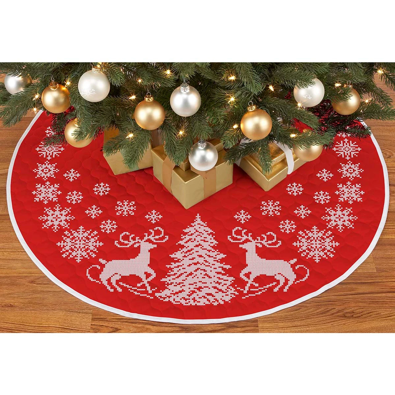 Herrschners Enchanted Winter Tree Skirt Stamped Cross-Stitch Kit 3 Herrschners Enchanted Winter Tree Skirt Stamped Cross-Stitch Kit