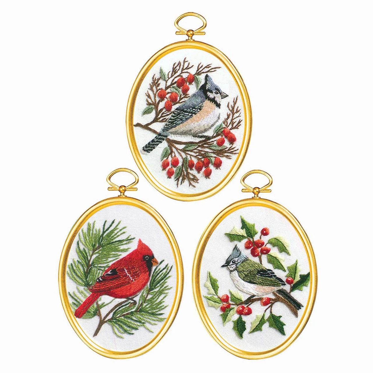 Winter Birds Stamped Embroidery Kit 3 Winter Birds Stamped Embroidery Kit