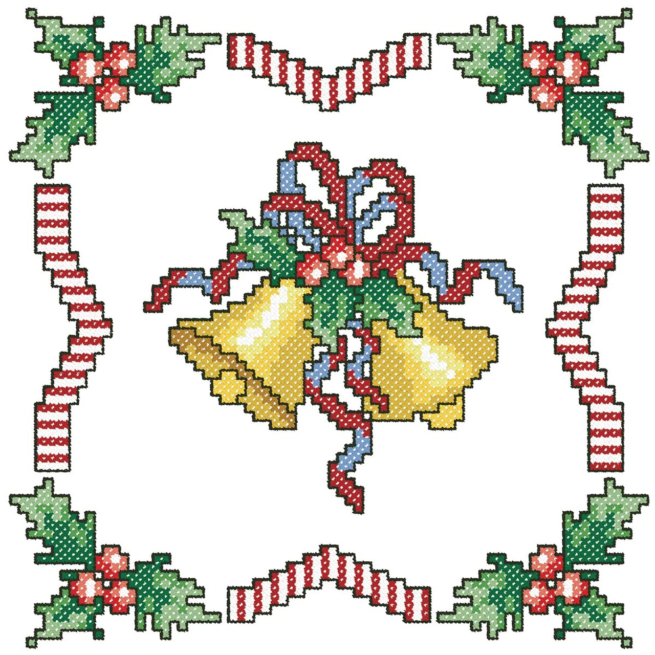 Herrschners Christmas Bells Quilt Blocks Stamped Cross-Stitch 4 Herrschners Christmas Bells Quilt Blocks Stamped Cross-Stitch - Image 2