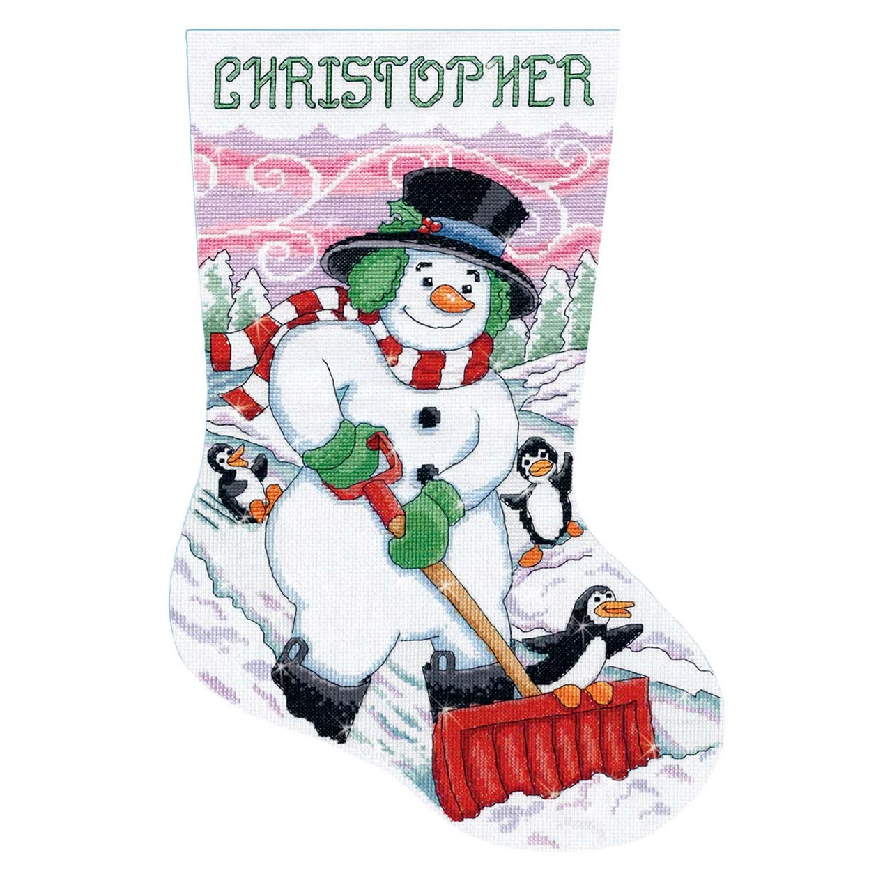 Design Works Shoveling Snowman Stocking Counted Cross-Stitch Kit 3 Design Works Shoveling Snowman Stocking Counted Cross-Stitch Kit