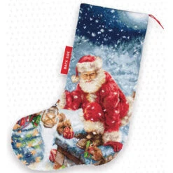 Luca-S Santa On The Rooftop Stocking Counted Cross-Stitch Kit