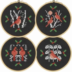 Herrschners Birch Tree Cardinal Hoops Counted Cross-Stitch Kit