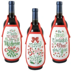 Herrschners Yuletide Bottle Aprons Counted Cross-Stitch Kit