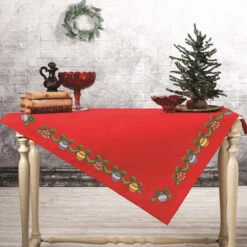 Herrschners Deck The Halls Table Topper Counted Cross-Stitch Kit